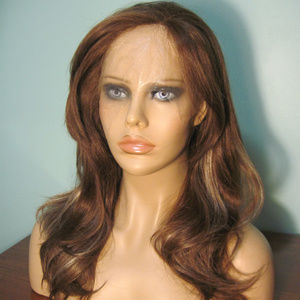 16" dark brown WIG blonde highlights lace front